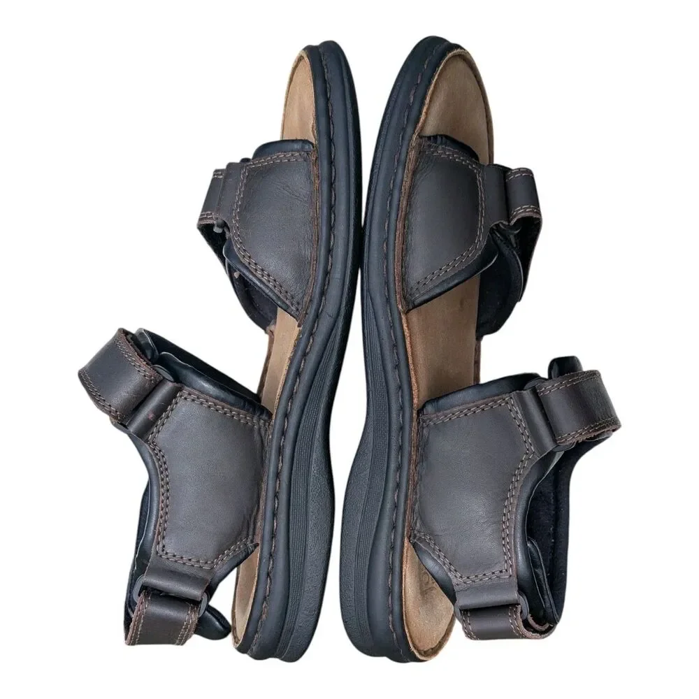 Josef Seibel Rafe Men's Leather Sandals Comfort Walking Brown Black Size 9 EU 42